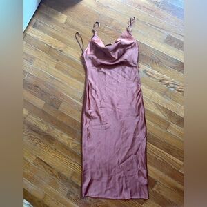 Orange cowl neck slip dress